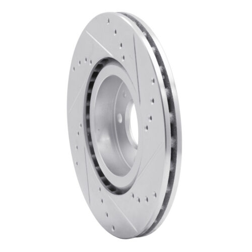 R1 Concepts for 2012-2019 Fiat 500 (USA/Canada) Front Left Drilled & Slotted Silver Brake Rotor - Image 4