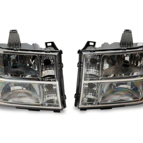Raxiom for 2007-2014 GMC Sierra 1500/2500 HD/3500 HD Axial OEM Rep Headlights- Chrome Housing (Clear Lens)