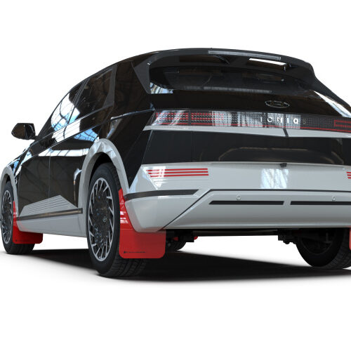 Alternative view of Rally Armor 22-24 Hyundai Ioniq 5 Red Mud Flap w/Black Logo