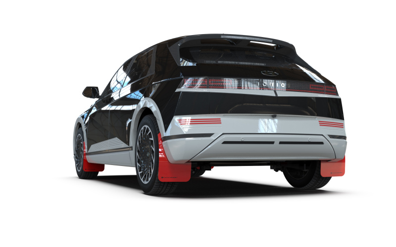 Rally Armor 22-24 Hyundai Ioniq 5 Red Mud Flap w/Black Logo - Image 2