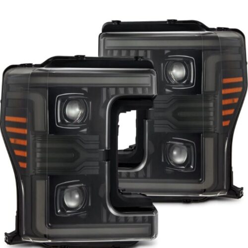 AlphaRex 17-19 Ford F-250/350/450/550 Super Duty LUXX-Series LED Proj Headlights Alpha-Blk SS/SBDRL