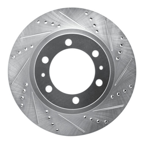 R1 Concepts for 03-23 Toyota FJ Cruiser Front Right Drilled & Slotted Silver Brake Rotor