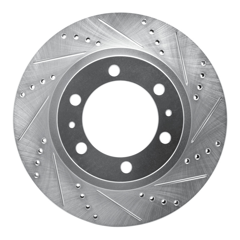 R1 Concepts for 03-23 Toyota FJ Cruiser Front Right Drilled & Slotted Silver Brake Rotor