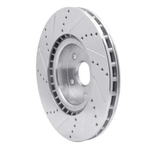 R1 Concepts for 05-20 Subaru WRX Front Right Drilled & Slotted Silver Brake Rotor - Image 4
