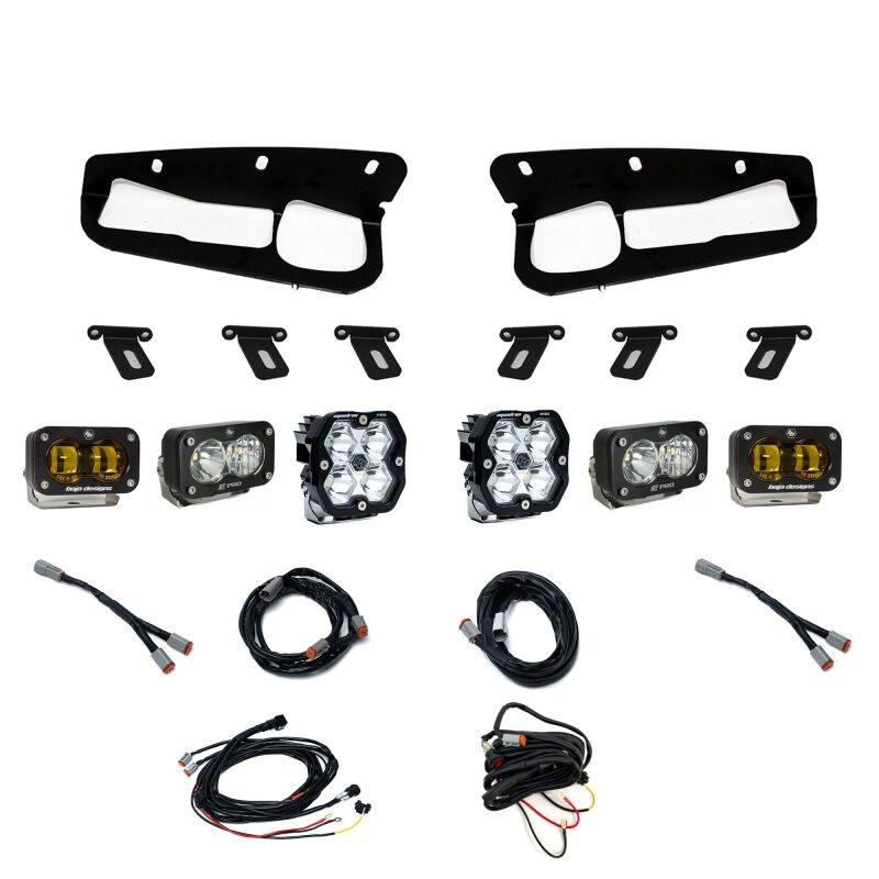 Baja Designs for 21-25 Ford Bronco Squadron 2.0 Pro (Spot) & S2 Pro D/C Clr / S2 SAE Ambr FPK Steel Bmpr