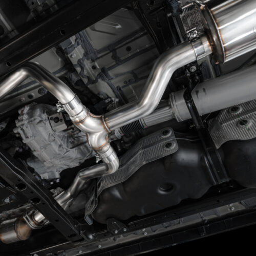 Alternative view of AWE Tuning 0FG Exhaust for 3rd Gen Toyota Tundra - BashGuard Only