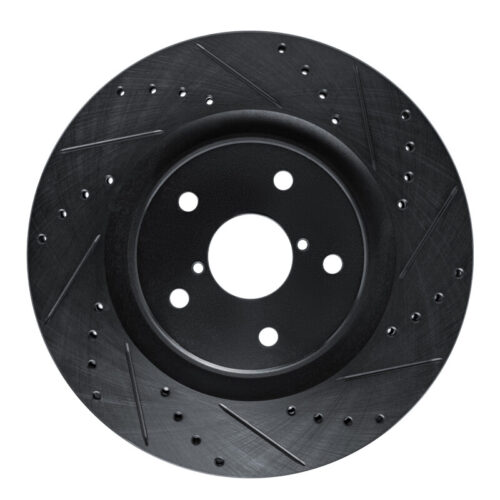 R1 Concepts for 20-25 Subaru Crosstrek Front Right Drilled & Slotted Black Brake Rotor