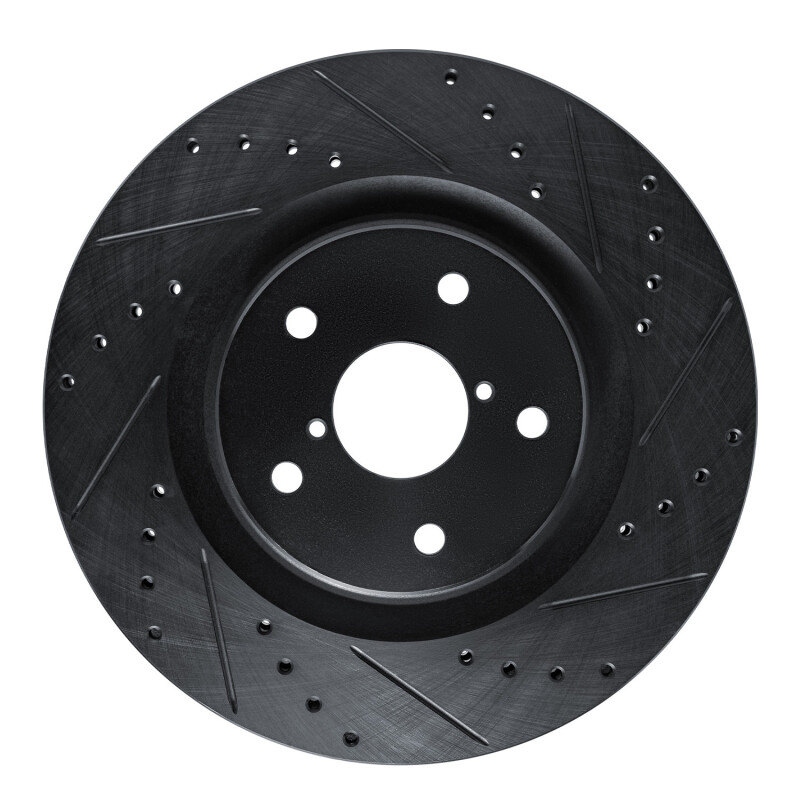 R1 Concepts for 20-25 Subaru Crosstrek Front Right Drilled & Slotted Black Brake Rotor