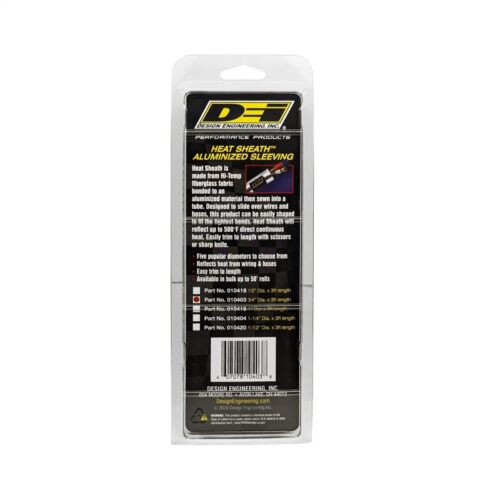 DEI Heat Sheath 3/4in x 3ft - Aluminized Sleeving - Sewn Edge - Image 3