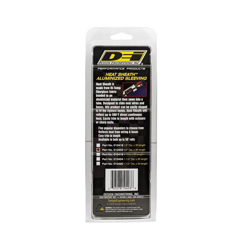DEI Heat Sheath 3/4in x 3ft - Aluminized Sleeving - Sewn Edge - Image 3