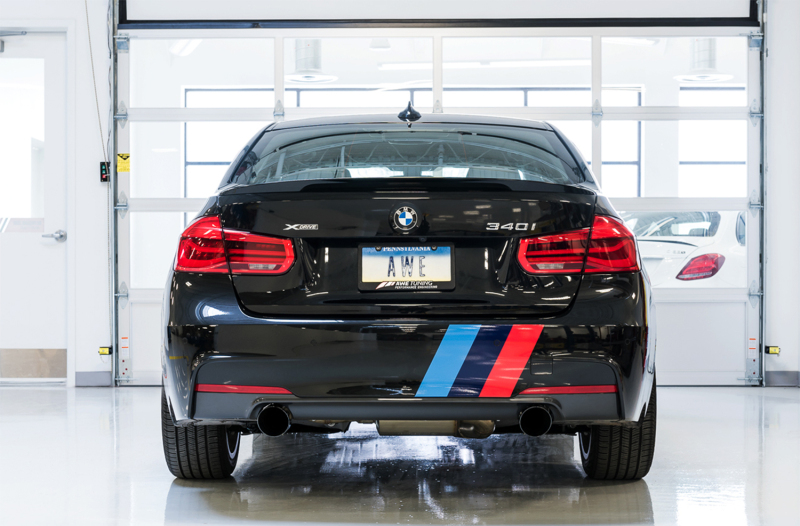 AWE Tuning Touring Edition Axle-Back Exhaust - Diamond Black Tips (102mm) for BMW F3X 340i - Image 5