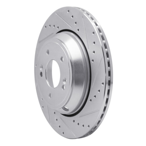 Alternative view of R1 Concepts for 18-23 Genesis G80 Rear Right Drilled & Slotted Silver Brake Rotor