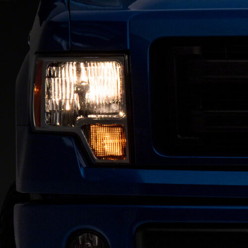 Raxiom for 2009-2014 Ford F-150 Axial OEM Style Rep Headlights- Chrome Housing (Clear Lens)