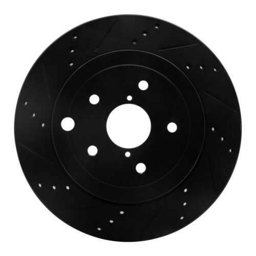 R1 08-20 Subaru WRX Rear Left Drilled & Slotted Black Brake Rotor