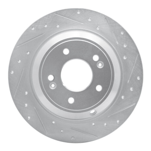 R1 Concepts for 18-23 Genesis G70 Rear Right Drilled & Slotted Silver Brake Rotor