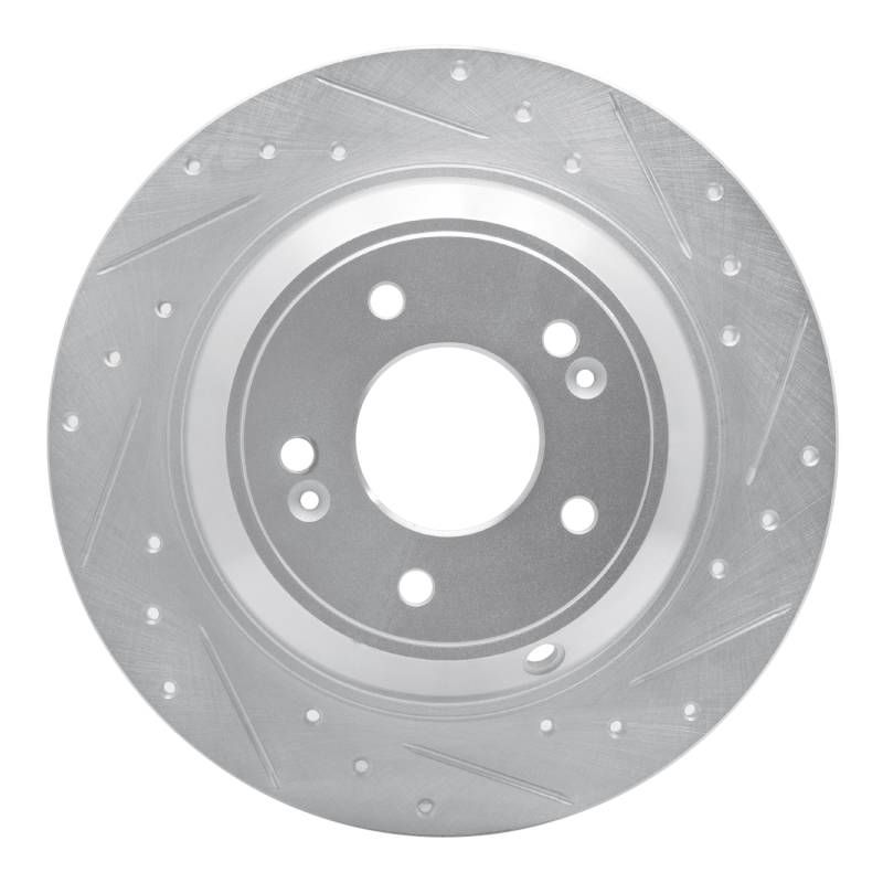 R1 Concepts for 18-23 Genesis G70 Rear Right Drilled & Slotted Silver Brake Rotor