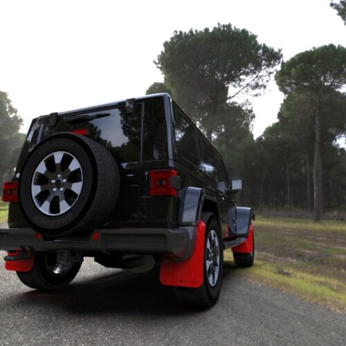 Alternative view of Rally Armor 18-25 Jeep JL Wrangler Red UR Mud Flap w/Black Logo