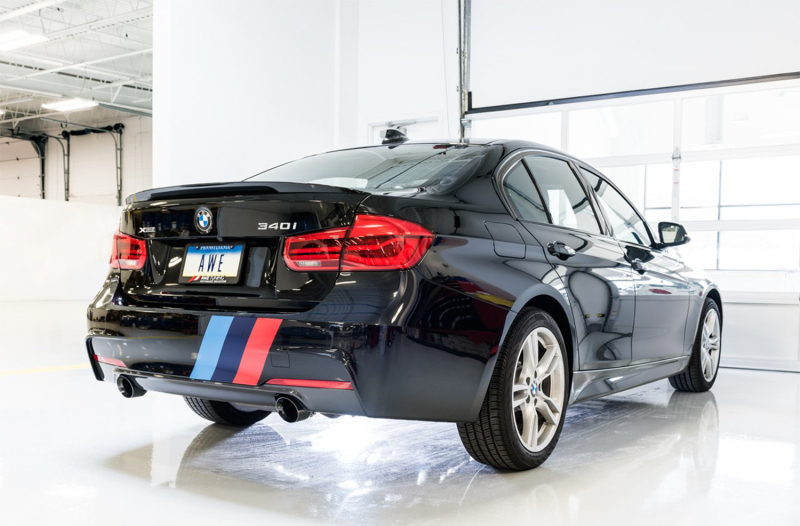 AWE Tuning Touring Edition Axle-Back Exhaust - Diamond Black Tips (90mm) for BMW F3X 340i - Image 2