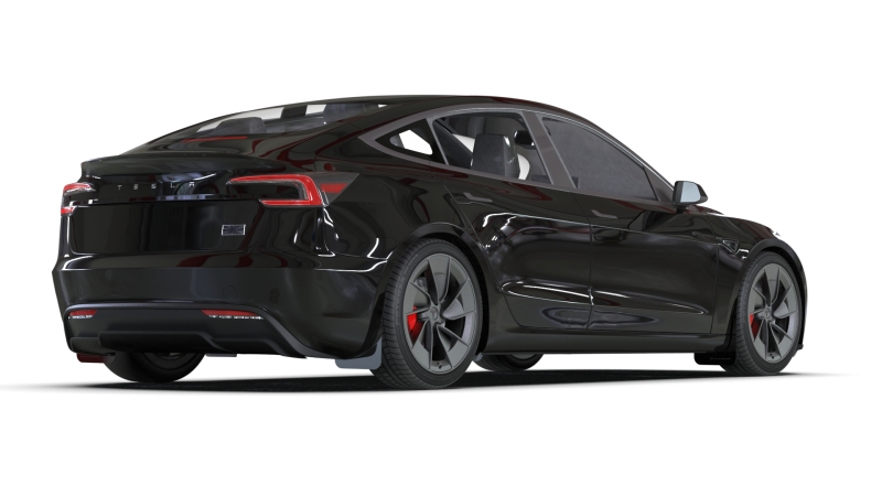 Rally Armor 24-26 Tesla Model 3 Highland Black UR Mud Flap Dark Grey Logo - Image 3