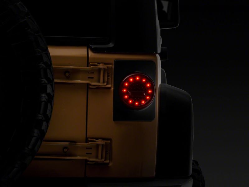 Raxiom for 2007-2018 Jeep Wrangler JK Axial Series Halo LED Tail Lights- Black Housing (Clear Lens) - Image 7