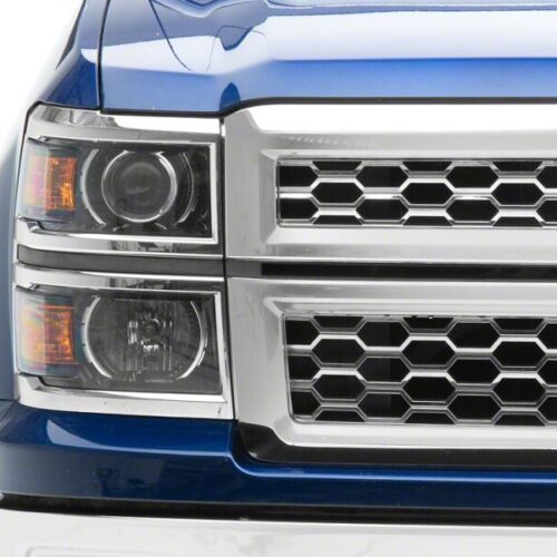 Raxiom for 2014-2015 Chevrolet Silverado 1500 OE Projector Headlights/Chrome Trim- Black- Clear Lens - Image 7