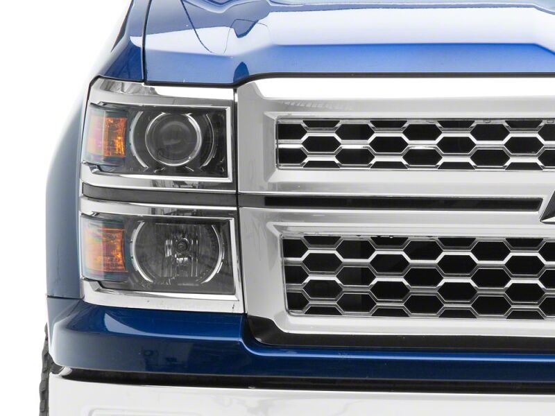Raxiom for 2014-2015 Chevrolet Silverado 1500 OE Projector Headlights/Chrome Trim- Black- Clear Lens - Image 7