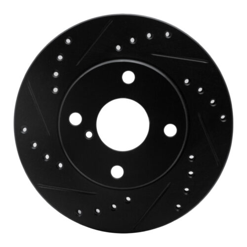 R1 Concepts for 90-93 Mazda Miata Front Left Drilled & Slotted Black Brake Rotor