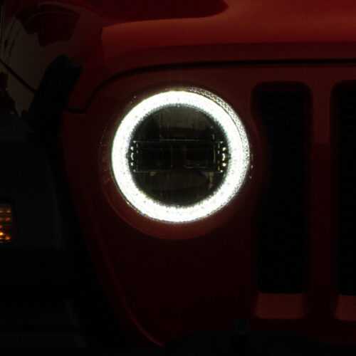 Alternative view of Raxiom for 2018-2022 Jeep Wrangler JL/JT Axial Series LED Headlights- Black Housing (Clear Lens)
