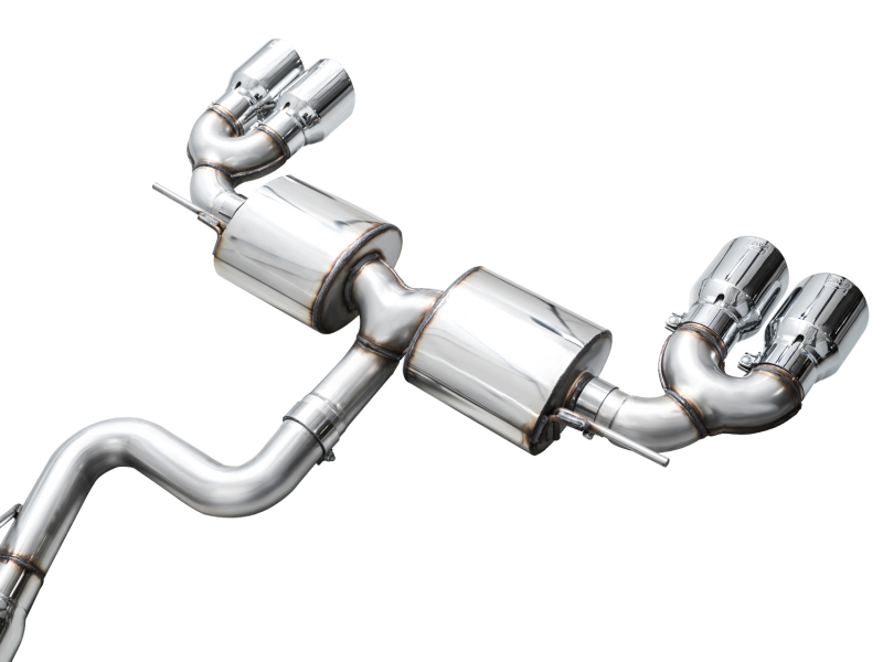 AWE Tuning Touring Edition Quad Exhaust - Chrome Silver Tips for MK8 Volkswagen Golf R 3in - Image 9