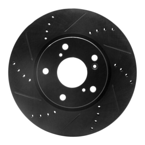 R1 Concepts for 2016-2025 Honda Accord Coupe Front Left Drilled & Slotted Black Brake Rotor