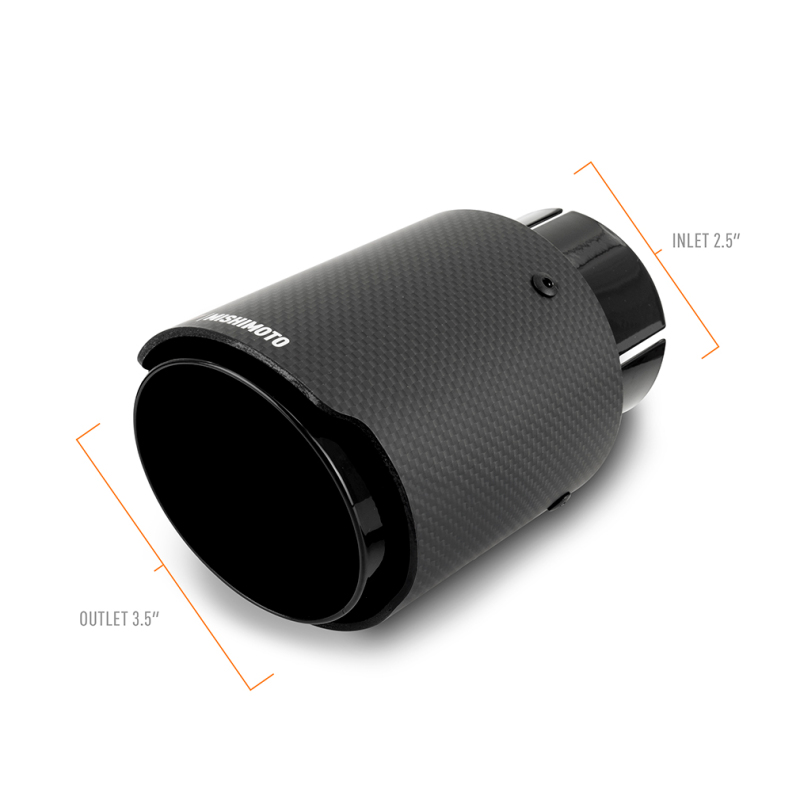 Mishimoto 2x Carbon Fiber Muffler Tip 2.5in Inlet 3.5in Outlet Black - Image 2