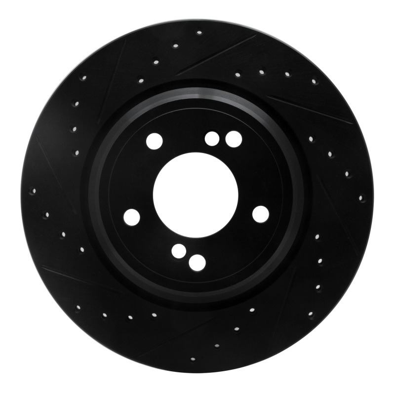 R1 Concepts for 00-06 BMW M5 Rear Left Drilled & Slotted Black Brake Rotor