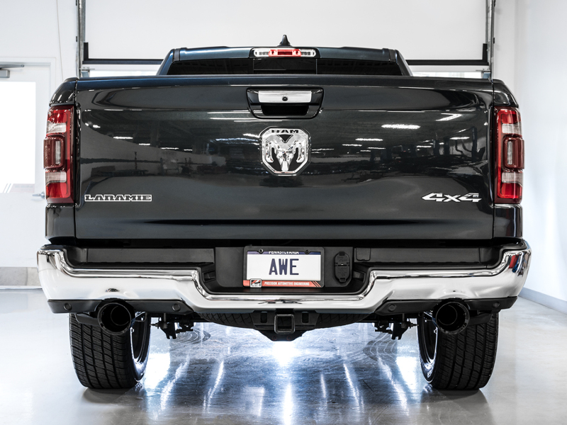 AWE Tuning Cat-Back Exhaust - Diamond Black Tips for 19-21 RAM 1500 5.7L (w/Cutouts) 0FG Dual Rear Exit - Image 3