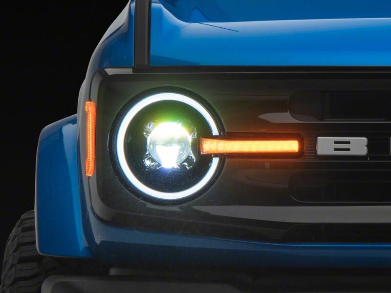 Raxiom for 2021-2026 Ford Bronco LED Halo Headlights with White Backlight- Black Housing- Clear Lens