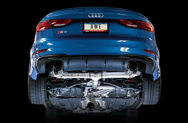 AWE Tuning Track Edition Exhaust w/Diamond Black Tips 102mm for Audi 8V S3 - Image 3
