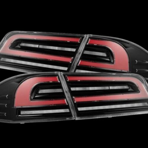 AlphaRex 12-21 Tesla Model S LUXX-Series LED Tail Lights - Black/Red (US Models Only)