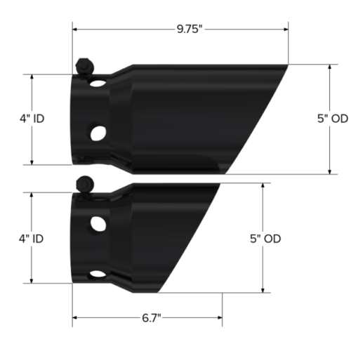 MBRP 2008+ Ford F250/350/450 6.4 L 4 inlet 5 Tip Cover Set - 6.75in and 9.75in Length - Black - Image 3