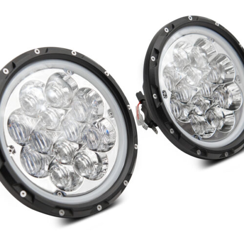 Raxiom for 1997-2018 Jeep Wrangler TJ/JK Axial Spider LED Headlight w/ Amber DRL- Chrome Hsng (Clear Lens) - Image 4