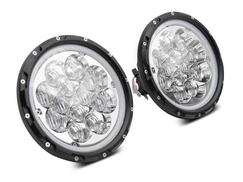 Raxiom for 1997-2018 Jeep Wrangler TJ/JK Axial Spider LED Headlight w/ Amber DRL- Chrome Hsng (Clear Lens) - Image 4