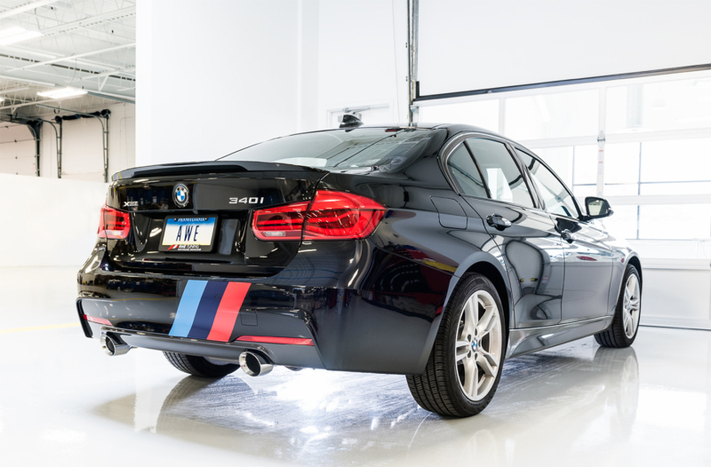 AWE Tuning Touring Edition Axle-Back Exhaust - Diamond Black Tips (102mm) for BMW F3X 340i - Image 2
