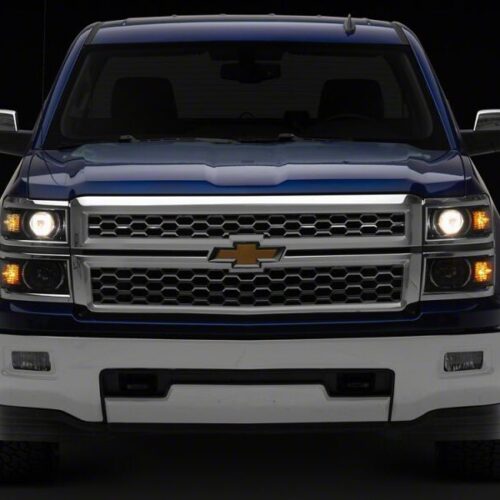 Raxiom for 2014-2015 Chevrolet Silverado 1500 OE Projector Headlights/Chrome Trim- Black- Clear Lens - Image 8