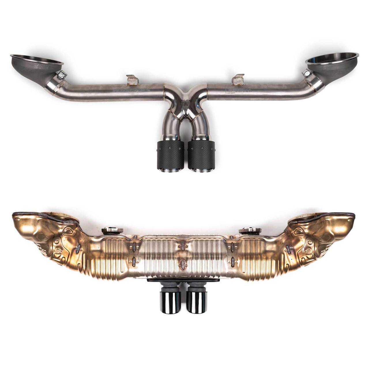 Fabspeed Porsche 992 GT3 / GT3 RS TITANIUM Supercup Cat-Back Exhaust System Non valved (2022+) - Carbon Fiber Tips - Image 2