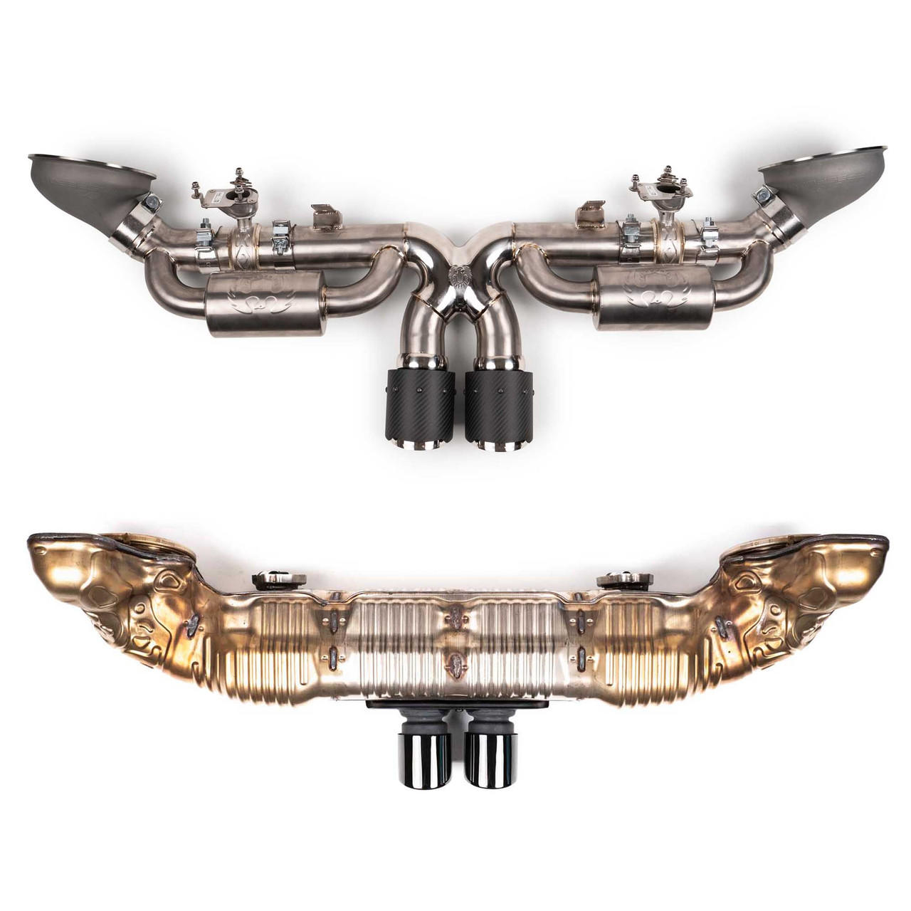 Fabspeed Porsche 992 GT3 / GT3 RS Titanium Valved Cat-Back Exhaust System (2022+) - Brushed Single Wall Stainless Steel Tips - No - Image 2