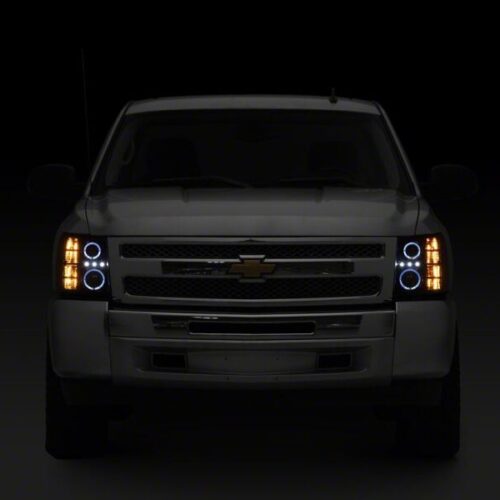 Raxiom for 2007-2013 Chevrolet Silverado 1500 LED Halo Projector Headlights- Black Housing- Clear Lens - Image 9
