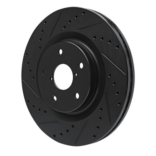 Alternative view of R1 Concepts for 20-25 Subaru WRX Front Left Drilled & Slotted Black Brake Rotor