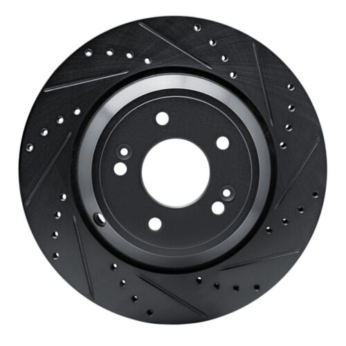 R1 Concepts for 18-23 Genesis G70 Rear Right Drilled & Slotted Black Brake Rotor