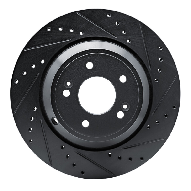 R1 Concepts for 18-23 Genesis G70 Rear Right Drilled & Slotted Black Brake Rotor