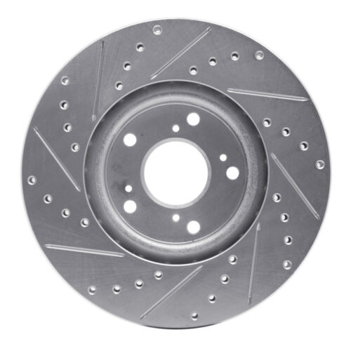 R1 Concepts for 06-15 Honda Civic Si Front Right Drilled & Slotted Silver Brake Rotor - Image 5