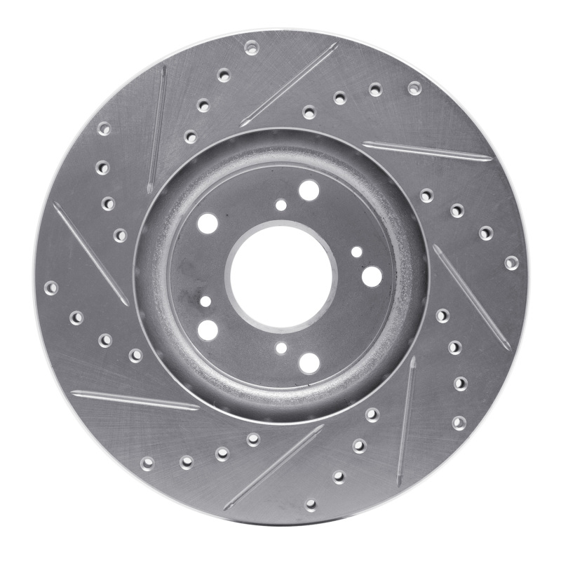 R1 Concepts for 06-15 Honda Civic Si Front Right Drilled & Slotted Silver Brake Rotor - Image 5