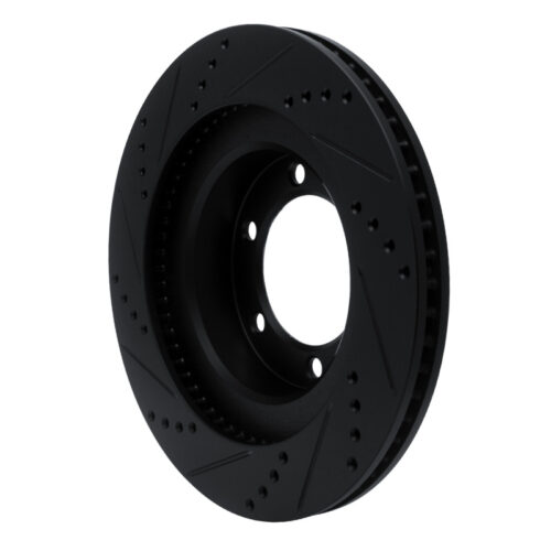 R1 Concepts for 03-09 Lexus GX470 Front Right Drilled & Slotted Black Brake Rotor - Image 4